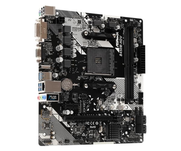 ASRock B450M-HDV R4.0 - Hovedkort - mikro ATX - Socket AM4 - AMD B450 Chipset - USB 3.1 Gen 1 - Gigabit LAN - innbygd grafikk (CPU kreves) - HD-lyd (