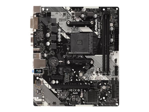 ASRock B450M-HDV R4.0 - Hovedkort - mikro ATX - Socket AM4 - AMD B450 Chipset - USB 3.1 Gen 1 - Gigabit LAN - innbygd grafikk (CPU kreves) - HD-lyd (