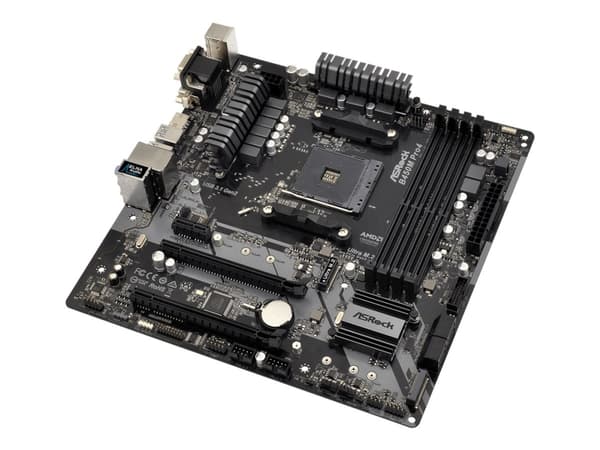 ASRock B450M PRO4 - Hovedkort - mikro ATX - Socket AM4 - AMD B450 Chipset - USB 3.1 Gen 1, USB-C Gen2, USB 3.1 Gen 2 - Gigabit LAN - innbygd grafikk