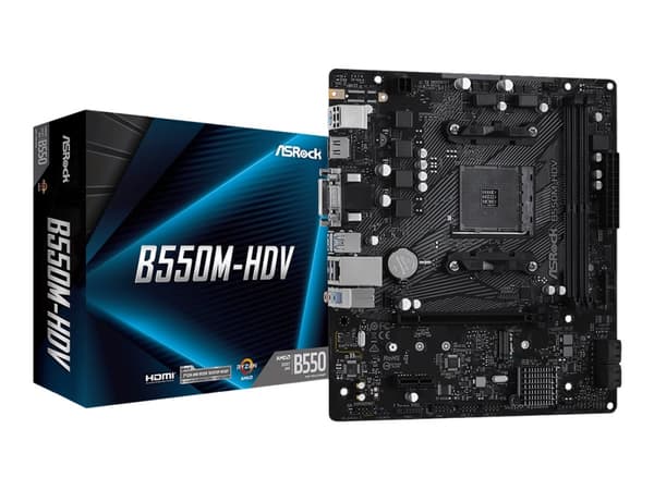 ASRock B550M-HDV - Hovedkort - micro ATX - Socket AM4 - AMD B550 Chipset - USB 3.2 Gen 1 - Gigabit LAN - innbygd grafikk (CPU kreves) - HD-lyd (8-kan