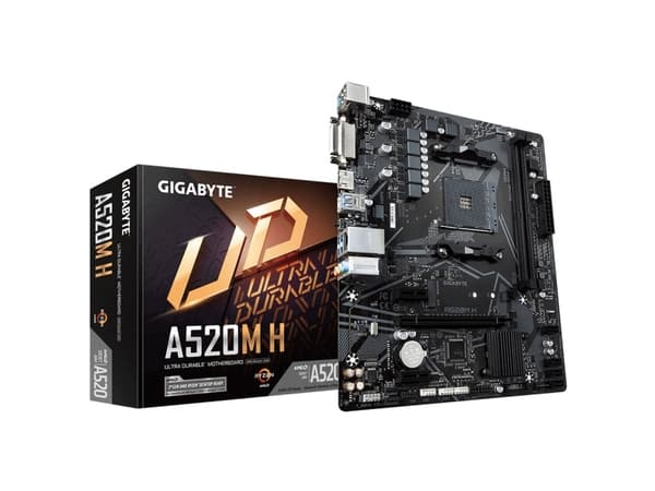 Gigabyte A520M H (rev. 1.0), AMD, Socket AM4, 3. generasjon AMD Ryzen™ 3, 3. generasjon AMD Ryzen 5, 3. generasjon AMD Ryzen™ 7, 3...., Socket AM4, 6
