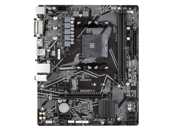 Gigabyte A520M H (rev. 1.0), AMD, Socket AM4, 3. generasjon AMD Ryzen™ 3, 3. generasjon AMD Ryzen 5, 3. generasjon AMD Ryzen™ 7, 3...., Socket AM4, 6