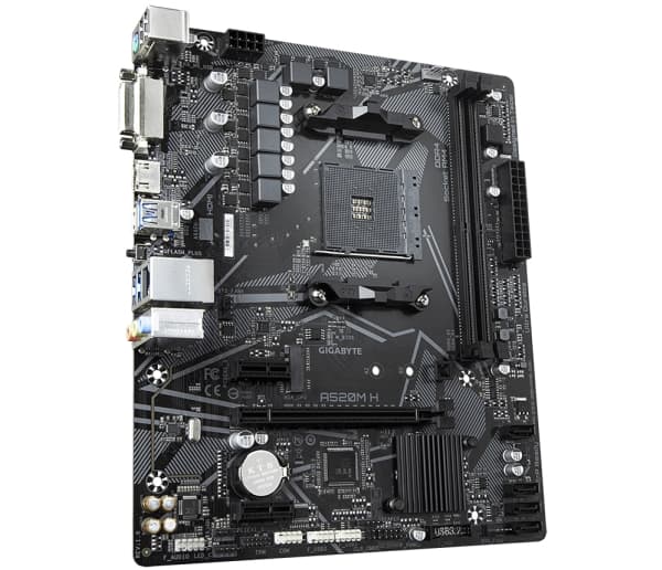 Gigabyte A520M H (rev. 1.0), AMD, Socket AM4, 3. generasjon AMD Ryzen™ 3, 3. generasjon AMD Ryzen 5, 3. generasjon AMD Ryzen™ 7, 3...., Socket AM4, 6