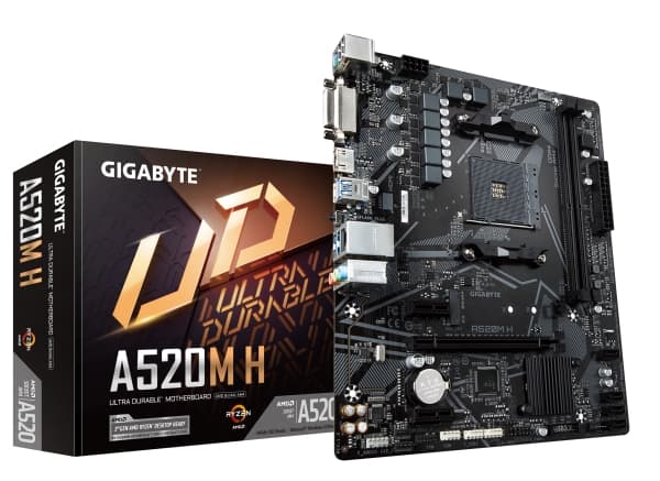Gigabyte A520M H (rev. 1.0), AMD, Socket AM4, 3. generasjon AMD Ryzen™ 3, 3. generasjon AMD Ryzen 5, 3. generasjon AMD Ryzen™ 7, 3...., Socket AM4, 6