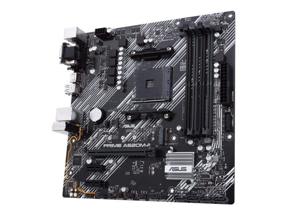 ASUS PRIME A520M-A - Moderkort - micro ATX - Socket AM4 - AMD A520 Chipuppsättning - USB 3.2 Gen 1 - Gigabit LAN - inbyggda grafiken (CPU krävs) - HD