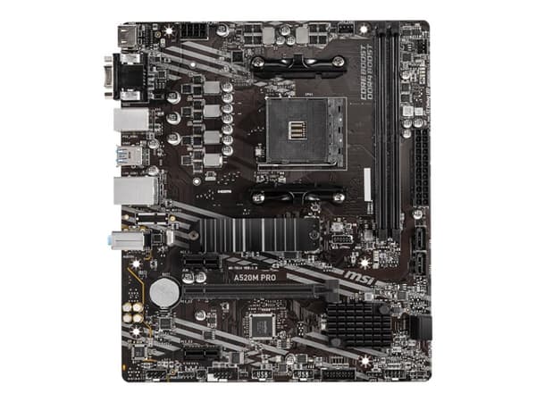 MSI A520M PRO - Hovedkort - micro ATX - Socket AM4 - AMD A520 Chipset - USB 3.2 Gen 1 - Gigabit LAN - innbygd grafikk (CPU kreves) - HD-lyd (8-kanale