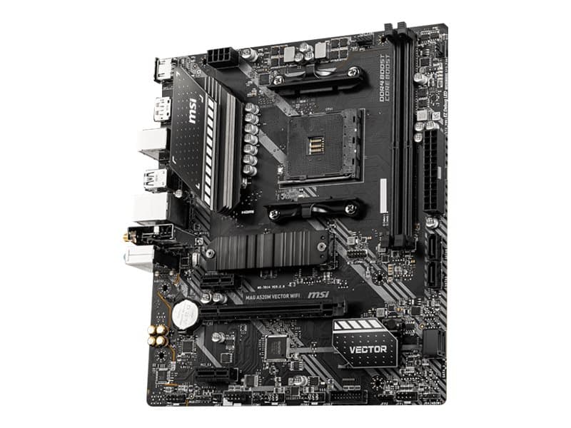 MSI MAG A520M VECTOR WIFI - Hovedkort - mikro ATX - Socket AM4 - AMD A520 - USB 3.2 Gen 1 - Gigabit LAN, Wi-Fi, Bluetooth - innbygd grafikk (CPU krev
