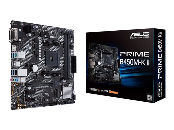 ASUS PRIME B450M-K II - Hovedkort - micro ATX - Socket AM4 - AMD B450 Chipset - USB 3.2 Gen 1 - Gigabit LAN - innbygd grafikk (CPU kreves) - HD-lyd (