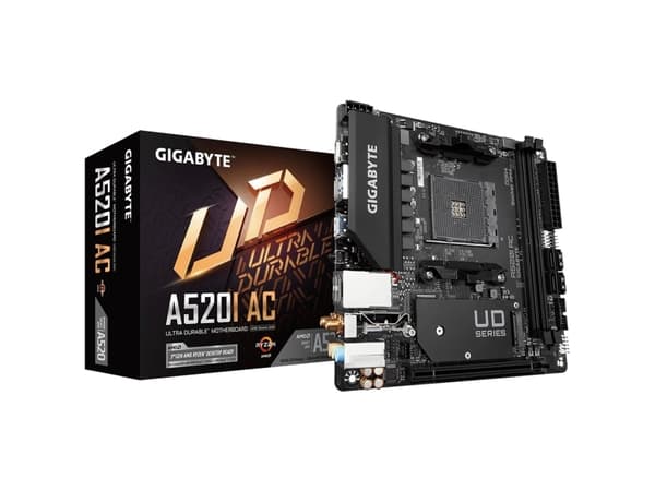 GIGABYTE A520I AC, AMD, AM4, AMD Ryzen 3000 Series, AM4, 64 GB, DDR4-SDRAM