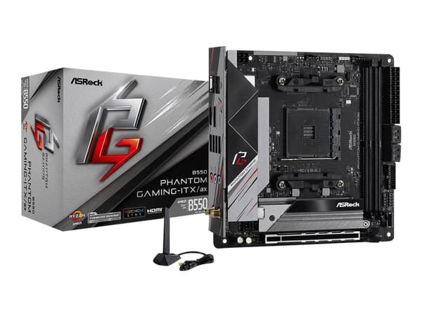 ASRock B550 Phantom Gaming-ITX/ax - Moderkort - mini ITX - Socket AM4 - AMD B550 Chipuppsättning - USB-C Gen2, USB 3.2 Gen 1, USB 3.2 Gen 2 - 2.5 Gig