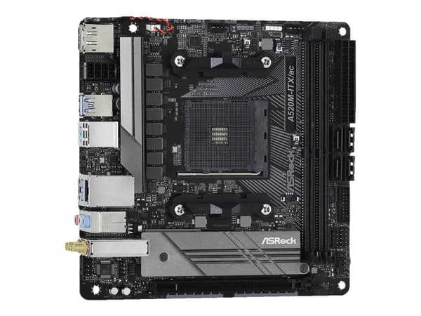 ASRock A520M-ITX/ac - Moderkort - mini ITX - Socket AM4 - AMD A520 Chipuppsättning - USB-C Gen1, USB 3.2 Gen 1 - Gigabit LAN, Wi-Fi, Bluetooth - inby