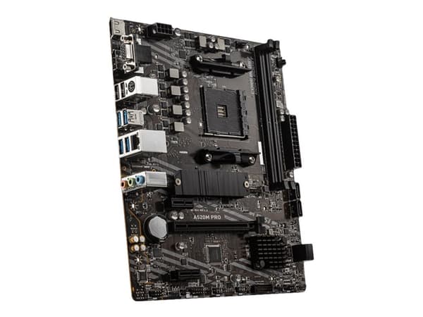 MSI A520M PRO - Emolevy - micro-ATX - Socket AM4 - AMD A520 piirisarja - USB 3.2 Gen 1 - Gigabit LAN - sisäinen grafiikka (CPU tarvitaan) - HD Audio