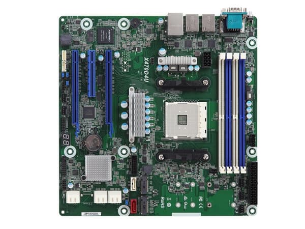 ASRock Rack X570D4U - Hovedkort - micro ATX - Socket AM4 - AMD X570 Chipset - USB 3.2 Gen 2 - 2 x Gigabit LAN - innbygd grafikk