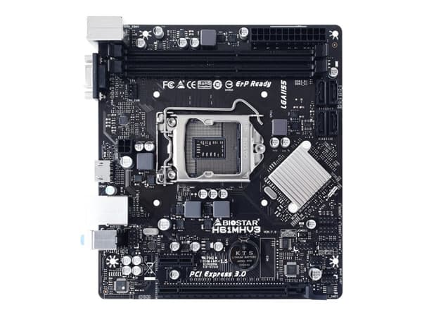 Biostar H61MHV3 - Hovedkort - micro ATX - LGA1155-sokkel - H61 Chipset - Gigabit LAN - innbygd grafikk (CPU kreves) - HD-lyd (6-kanalers)