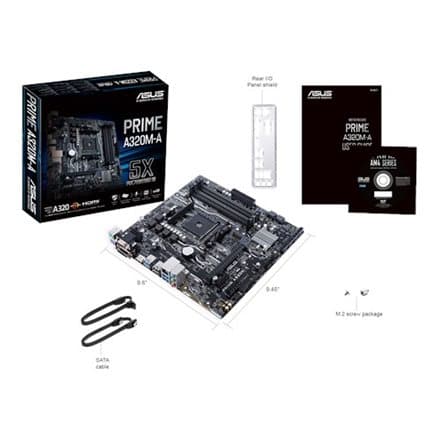 Asus PRIME A320M-A Processorfamilj AMD, processoruttag AM4, DDR4-SDRAM 2133,2400,2666,2933,3200 MHz, minnesplatser 4, hårddiskgränssnitt som stöds M.2