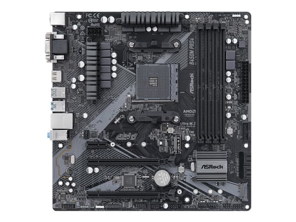 ASRock B450M Pro4 R2.0 - Moderkort - micro ATX - Socket AM4 - AMD B450 Chipuppsättning - USB-C Gen2, USB 3.2 Gen 1, USB 3.2 Gen 2 - Gigabit LAN - inb