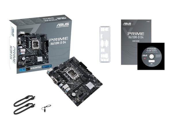 ASUS PRIME H610M-D D4 - Hovedkort - micro ATX - LGA1700-sokkel - H610 Chipset - USB 3.2 Gen 1 - Gigabit LAN - innbygd grafikk (CPU kreves) - HD-lyd (