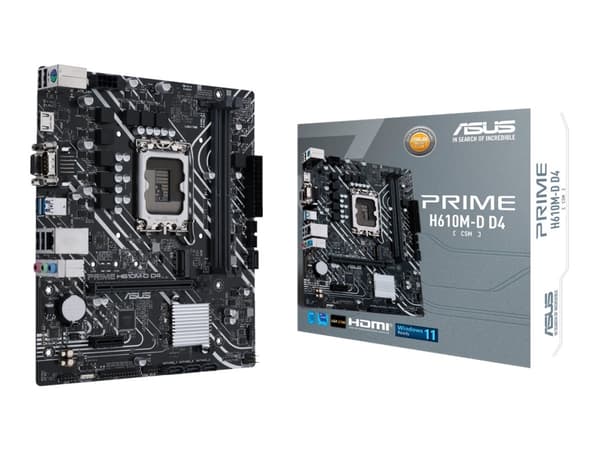 ASUS PRIME H610M-D D4 - Hovedkort - micro ATX - LGA1700-sokkel - H610 Chipset - USB 3.2 Gen 1 - Gigabit LAN - innbygd grafikk (CPU kreves) - HD-lyd (