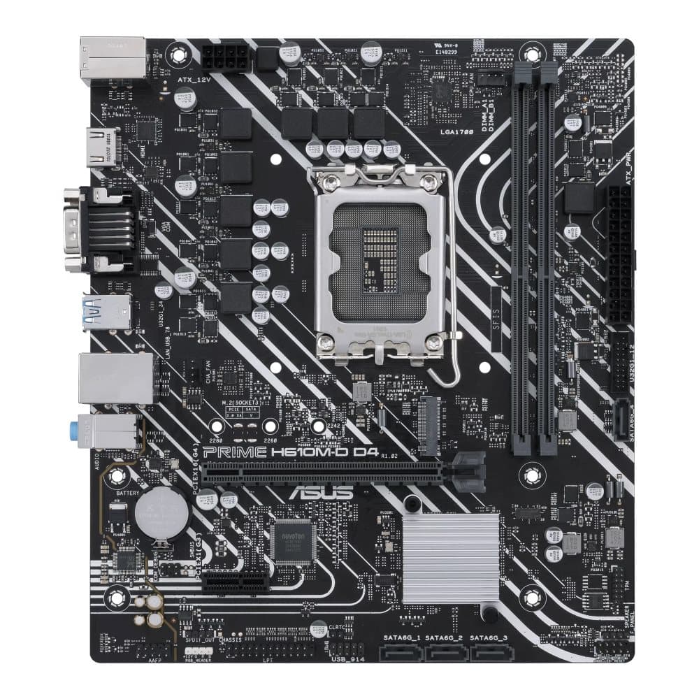 Asus PRIME H610M-D D4 Processorfamilj Intel, Processorsockel LGA1700, DDR4 DIMM, Minnesplatser 2, Stödda hårddiskgränssnitt SATA, M.2, Antal SATA-kont