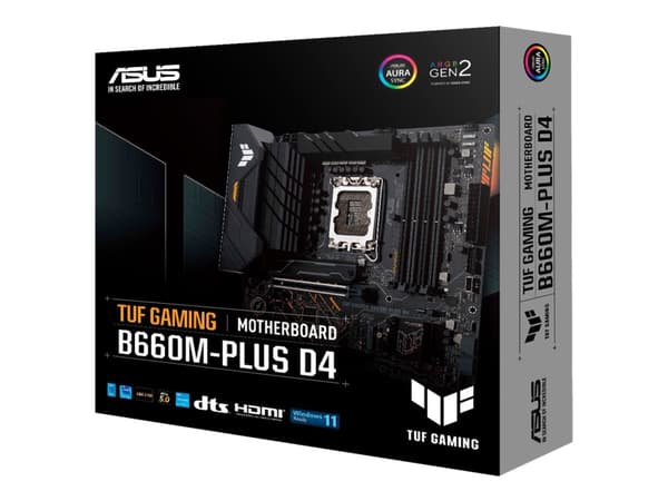 ASUS TUF GAMING B660M-PLUS D4 - Hovedkort - micro ATX - LGA1700-sokkel - B660 Chipset - USB 3.2 Gen 2, USB 3.2 Gen 1, USB-C Gen1, USB-C Gen 2x2 - 2.5
