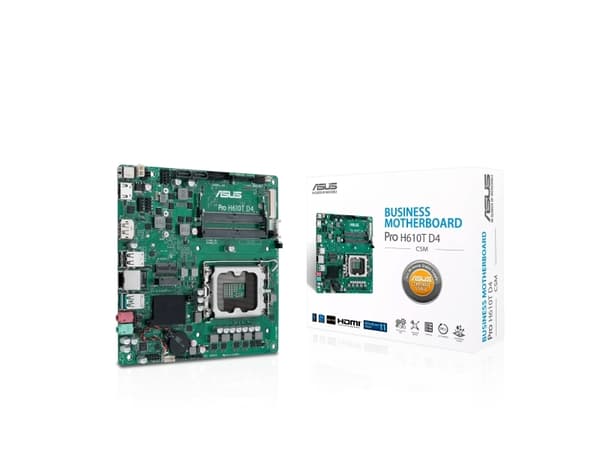 ASUS Pro H610T D4-CSM - Hovedkort - Thin mini ITX - LGA1700-sokkel - H610 Chipset - USB 3.2 Gen 1, USB 3.2 Gen 2 - Gigabit LAN - innbygd grafikk (CPU