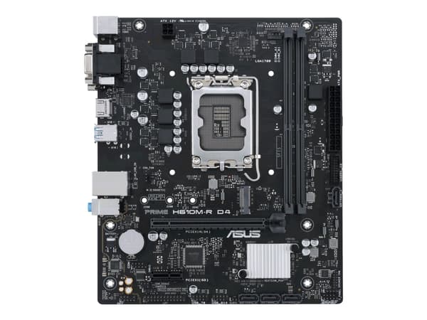 ASUS PRIME H610M-R D4 - Hovedkort - micro ATX - LGA1700-sokkel - H610 Chipset - USB 3.2 Gen 1 - Gigabit LAN - innbygd grafikk (CPU kreves) - HD-lyd (