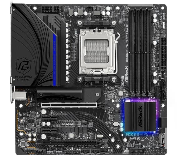ASRock B650M PG Riptide - Emolevy - micro-ATX - Socket AM5 - AMD B650 piirisarja - USB 3.2 Gen 1, USB 3.2 Gen 2, USB-C 3.2 Gen2 - 2.5 Gigabit LAN - s