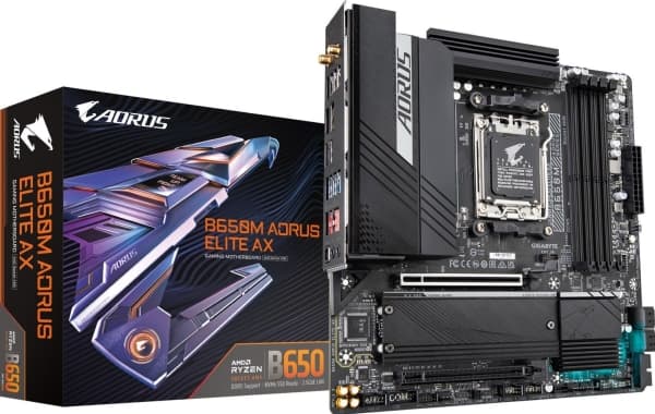 Gigabyte B650M AORUS ELITE AX - Moderkort - micro ATX - Socket AM5 - AMD B650 Chipuppsättning - USB 3.2 Gen 2, USB-C 3.2 Gen2, USB 3.2 Gen 1, USB-C 3
