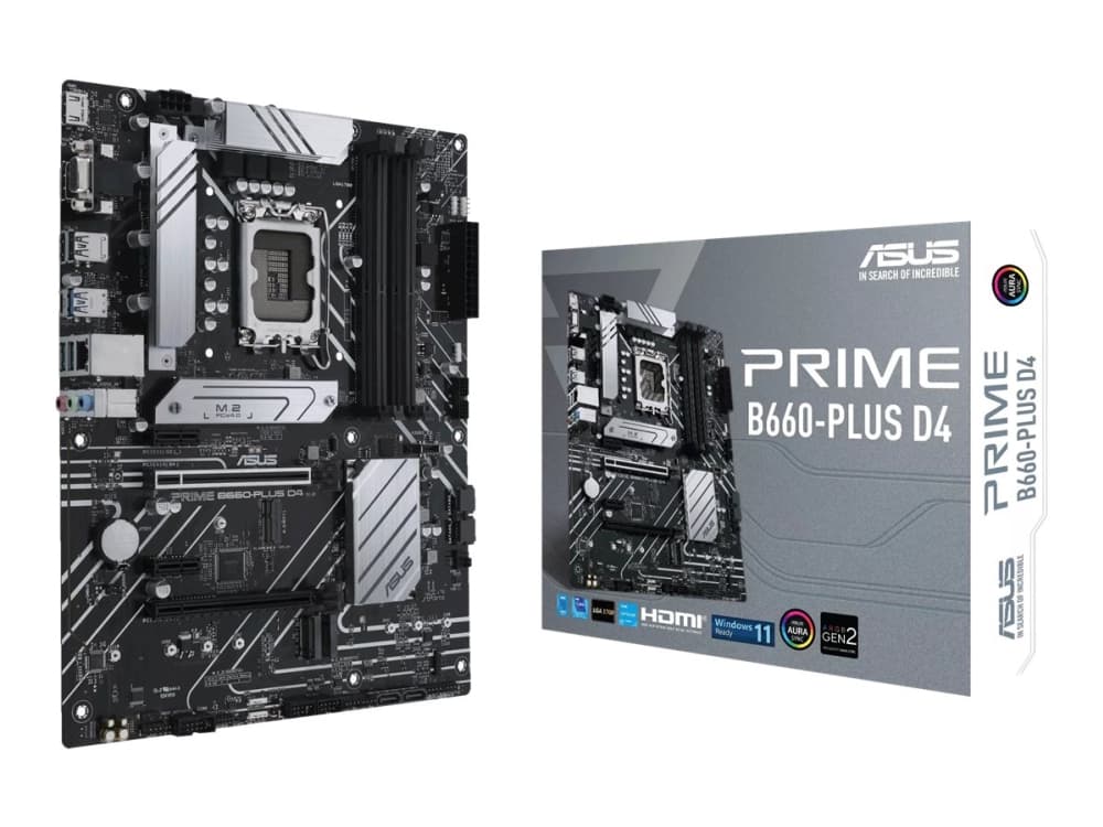 ASUS PRIME B660-PLUS D4 - Moderkort - ATX - LGA1700-uttag - B660 Chipuppsättning - USB 3.2 Gen 1, USB 3.2 Gen 2, USB-C Gen 2x2 - 2.5 Gigabit LAN - in