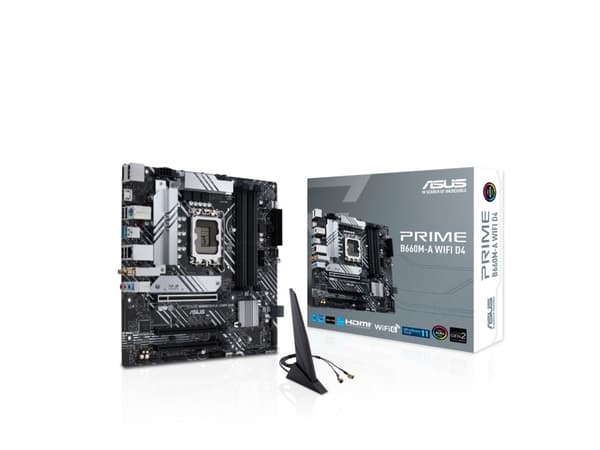 ASUS PRIME B660M-A WIFI D4 - Hovedkort - micro ATX - LGA1700-sokkel - B660 Chipset - USB-C Gen1, USB 3.2 Gen 1, USB 3.2 Gen 2 - Gigabit LAN, Wi-Fi 6,