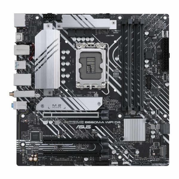 ASUS PRIME B660M-A WIFI D4 - Emolevy - mikro-ATX - LGA1700-liitäntä - B660-piirisarja - USB-C Gen1, USB 3.2 Gen 1, USB 3.2 Gen 2 - Gigabit LAN, Wi-Fi,