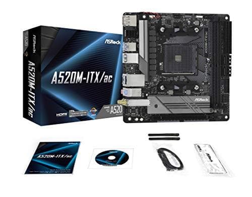 ASRock A520M-ITX/ac - Bundkort - Mini-ITX - Socket AM4 - AMD A520 - USB-C Gen1, USB 3.2 Gen 1 - Gigabit LAN, Wi-Fi, Bluetooth - Indbygget grafik (CPU