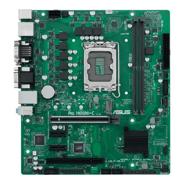 ASUS Pro H610M-C-CSM - Emolevy - mikro-ATX - LGA1700-liitäntä - H610-piirisarja - USB 3.2 Gen 1, USB 3.2 Gen 2 - Gigabit LAN - Sisäänrakennettu grafii