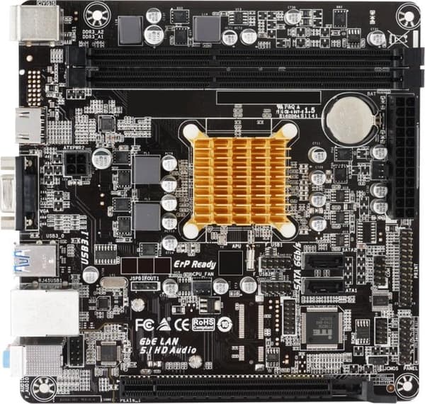 Biostar A68N-2100K - Bundkort - Mini-ITX - AMD E1 6010 - USB 3.2 Gen 1 - Gigabit LAN - Indbygget grafik - HD Audio (8ch)