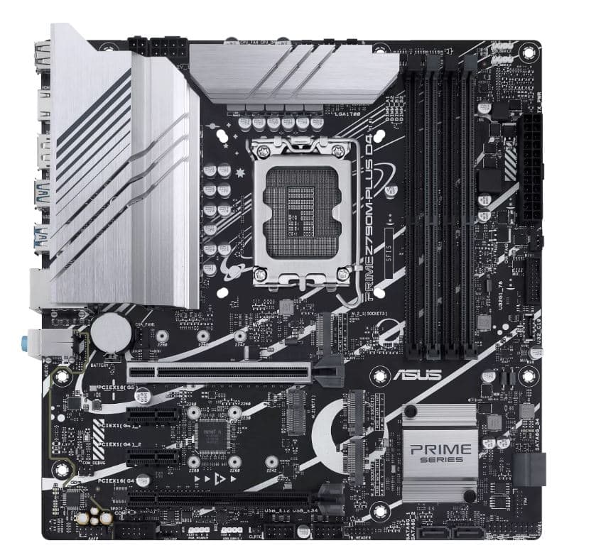 Asus PRIME Z790M-PLUS D4 Processorfamilj Intel, Processorsockel LGA1700, DDR4 DIMM, Minnesplatser 4, Stödda hårddiskgränssnitt SATA, M.2, Antal SATA-k