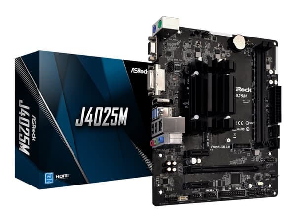 ASRock J4025M - Hovedkort - micro ATX - Intel Celeron J4025 - USB 3.2 Gen 1 - Gigabit LAN - innbygd grafikk - HD-lyd (8-kanalers)
