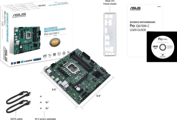 ASUS Pro Q670M-C-CSM - Hovedkort - micro ATX - LGA1700-sokkel - Q670 Chipset - USB-C Gen1, USB 3.2 Gen 1, USB 3.2 Gen 2 - Gigabit LAN - innbygd grafi