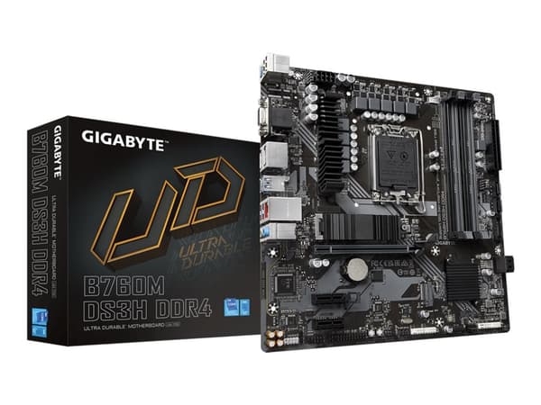 Gigabyte B760M DS3H DDR4 - 1.0 - hovedkort - micro ATX - LGA1700-sokkel - B760 Chipset - USB 3.2 Gen 2, USB 3.2 Gen 1, USB-C 3.2 Gen2 - 2.5 Gigabit L