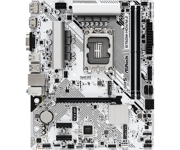 ASRock B760M-HDV/M.2 D4 - Hovedkort - micro ATX - LGA1700-sokkel - B760 Chipset - USB 3.2 Gen 1, USB-C 3.2 Gen 1 - Gigabit LAN - innbygd grafikk (CPU