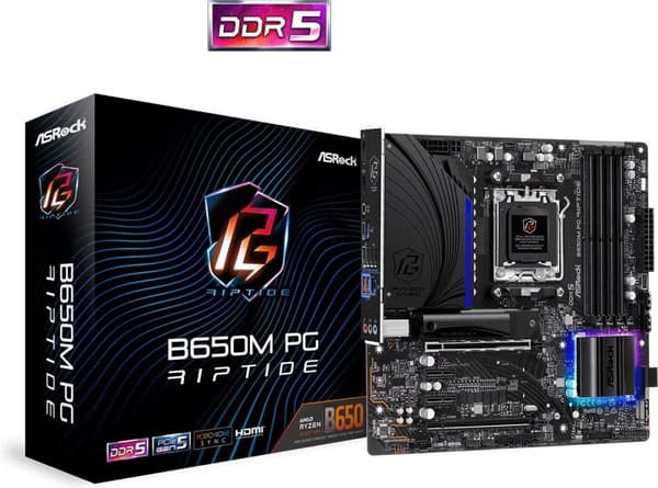 ASROCK B650M PG Riptide - Bundkort - Micro ATX - Sokkel AM5 - AMD B650 - DDR5 - Realtek ALC897 - Realtek 2.5G LAN