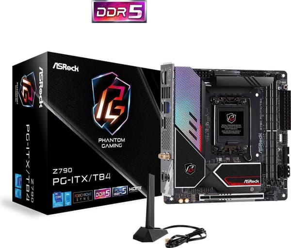 ASRock Z790 PG-ITX/TB4 - Bundkort - Mini-ITX - LGA1700-stik - Z790-chipsæt - USB 3.2 Gen 1, USB 3.2 Gen 2, USB-C Gen 2x2, USB4 - Bluetooth, 2.5 Gigabi