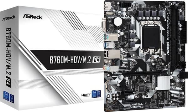 Asrock B760M-HDV/M.2 D4 - Intel - LGA 1700 - Intel® Core™ i3 - Intel® Core™ i5 - Intel® Core™ i7 - Intel® Core™ i9 - DDR4-SDRAM - 64 Gt - DIMM (90- MX