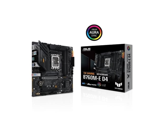 ASUS TUF GAMING B760M-E D4 - Hovedkort - micro ATX - LGA1700-sokkel - B760 Chipset - USB-C Gen2, USB 3.2 Gen 1, USB 3.2 Gen 2 - 2.5 Gigabit LAN - inn