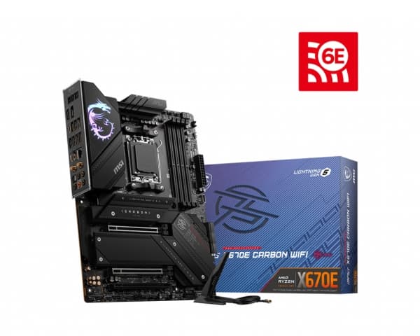 MSI MPG X670E CARBON WIFI - Moderkort - ATX - Socket AM5 - AMD X670 Chipuppsättning - USB-C Gen 2x2, USB-C 3.2 Gen2, USB 3.2 Gen 1, USB 3.2 Gen 2 - 2