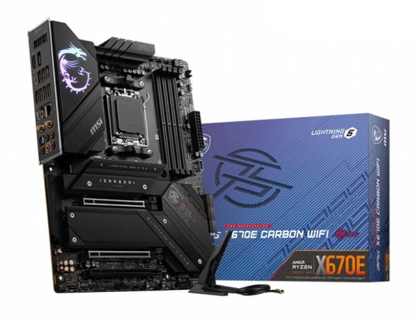 MSI MPG X670E CARBON WIFI - Moderkort - ATX - Socket AM5 - AMD X670 Chipuppsättning - USB-C Gen 2x2, USB-C 3.2 Gen2, USB 3.2 Gen 1, USB 3.2 Gen 2 - 2