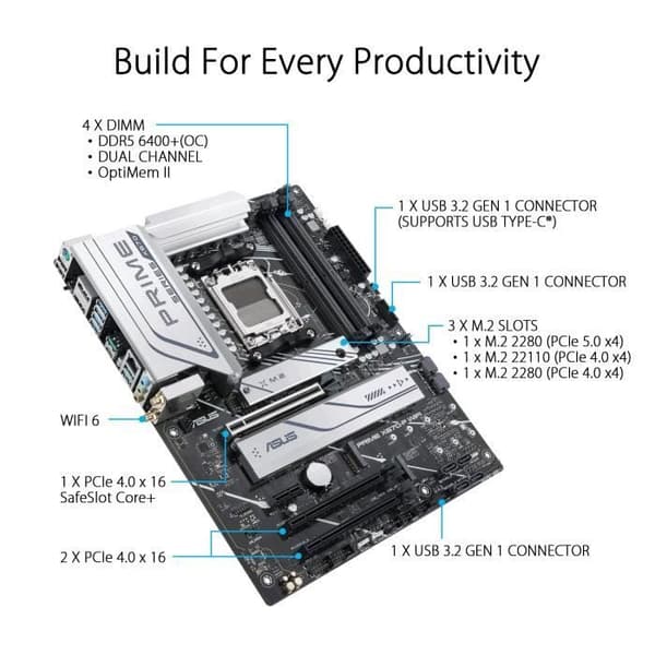 ASUS Prime X670-P WiFi Mother Socket AMD X670