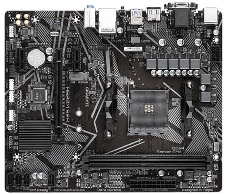 GIGABYTE A520M S2H bundkort - Understøtter AMD Ryzen 5000-serien AM4 CPU'er, 4+3 faser Pure Digital VRM, op til 5100 MHz DDR4 (OC), PCIe 3.0 x4 M.2,