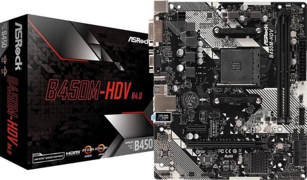 Asrock B450M-HDV R4.0 AMD B450 Kanta AM4 micro ATX