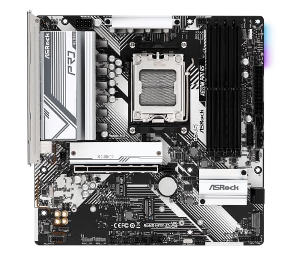 ASRock A620M PRO RS - Hovedkort - micro ATX - Socket AM5 - AMD A620 Chipset - USB 3.2 Gen 1, USB-C 3.2 Gen 1 - Gigabit LAN - innbygd grafikk (CPU kre