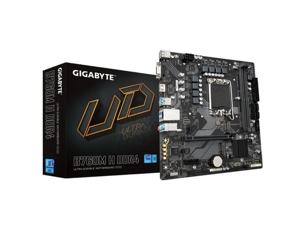 Gigabyte B760M H DDR4 - 1.0 - hovedkort - micro ATX - LGA1700-sokkel - B760 Chipset - USB 3.2 Gen 1 - Gigabit LAN - innbygd grafikk (CPU kreves) - HD